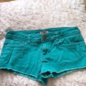 Aqua colored booty shorts
